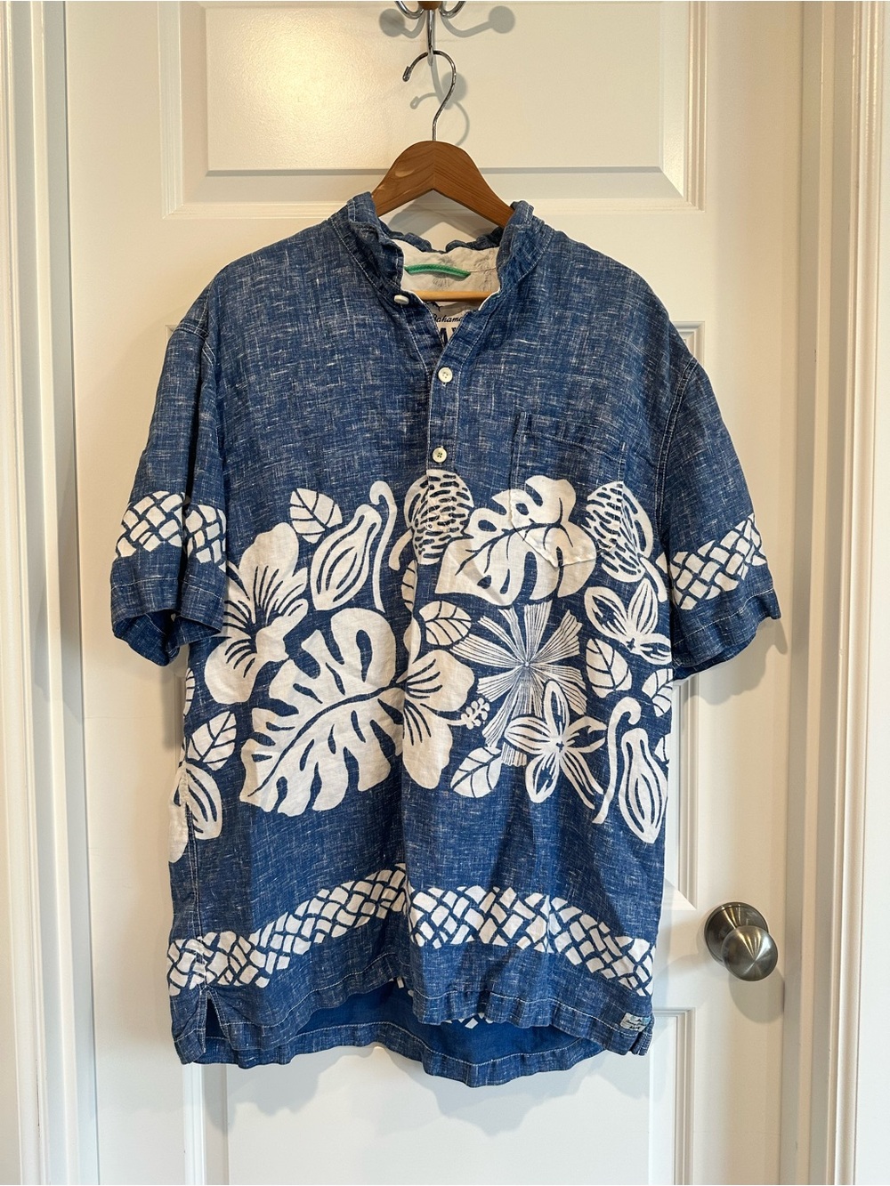 Men’s XXL Tommy Bahama Relax Blue Linen Hawaiian Aloha Shirt - EUC